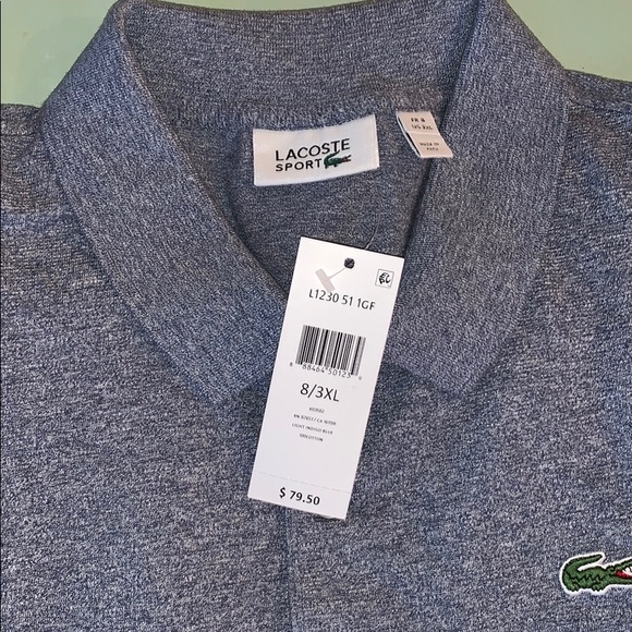 Lacoste Sport Polo Size 8 3XL Light Indigo Blue - Picture 2 of 3